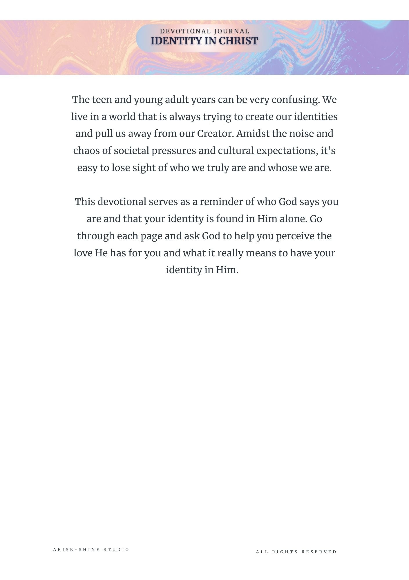 My Identity in Christ: a Teen and Young Adult Devotional Journal with Bible Verses, Prompts, and Reflections for Spiritual Growth and Faith Development"