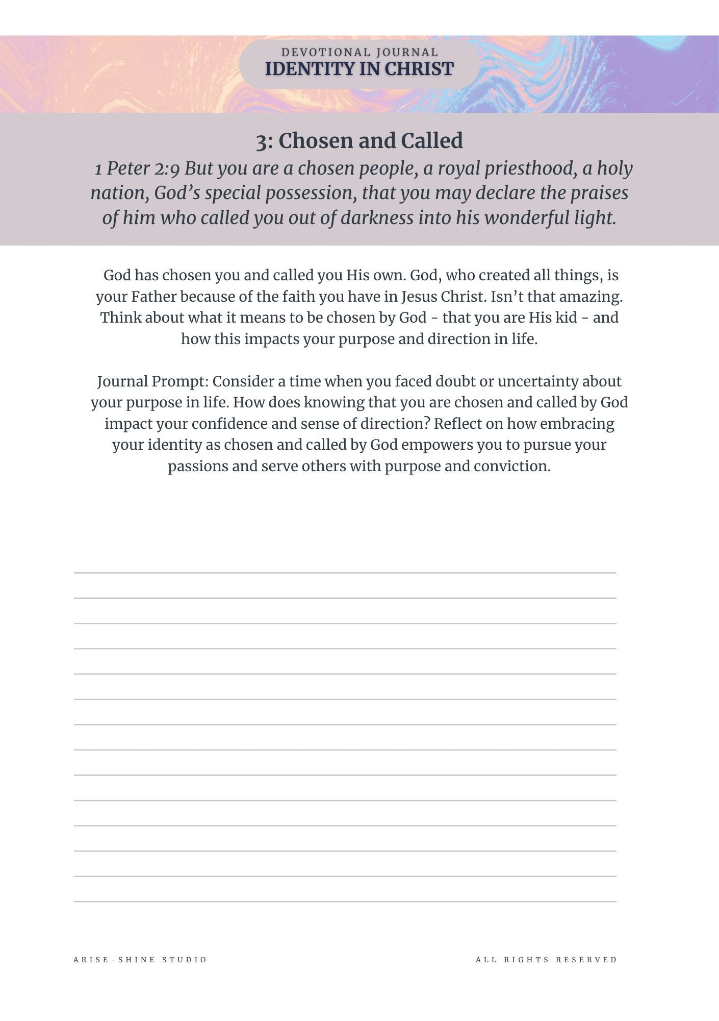 My Identity in Christ: a Teen and Young Adult Devotional Journal with Bible Verses, Prompts, and Reflections for Spiritual Growth and Faith Development"
