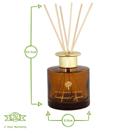 Sandalwood & Jasmine Scented Jar Candle with Glass Holder