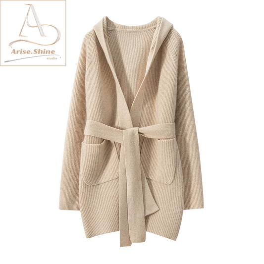 Cashmere Hooded Double-Sided Cardigan 